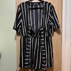 Cute black and white tie front romper